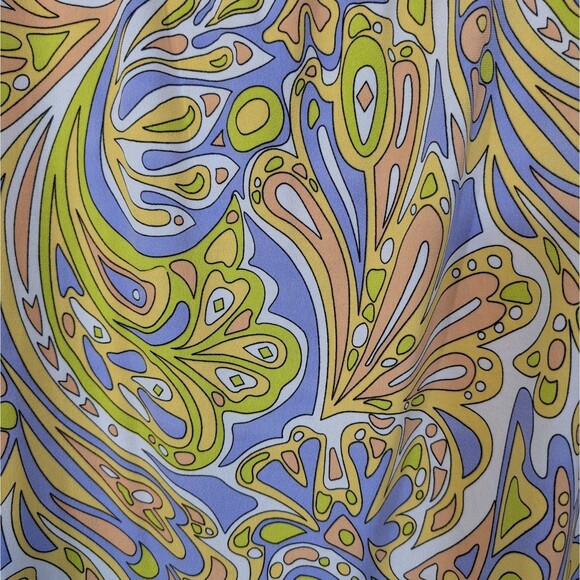 Groovy 60s 70s Multicolored Psychedelic Paisley Long Sleeve Tunic XL Hippie - Picture 11 of 12